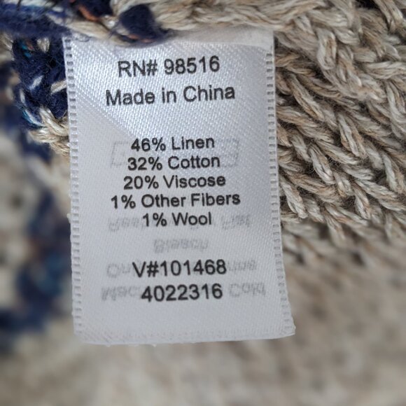 COLDWATER CREEK Open Front Linen Blend Knit Short Sleeve Cardigan L Stripes - Picture 4 of 7